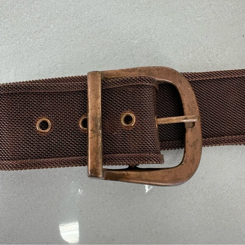 Belt Cooper Tone Metal Mesh Steampunk Grommet Belt  36 unisex grunge costume